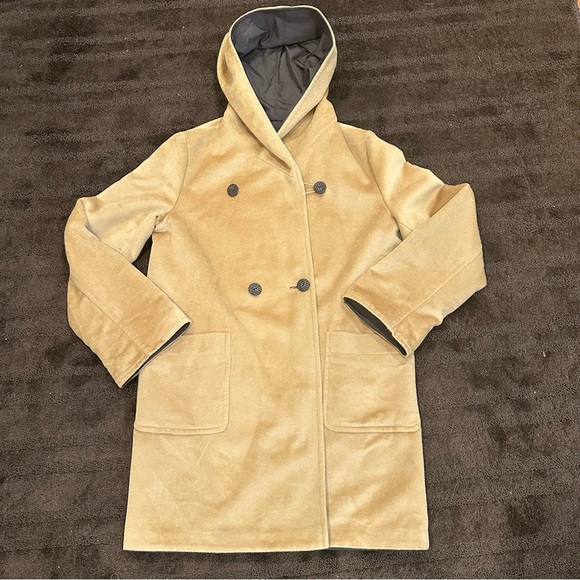 J. Jill Jackets & Blazers - J. Jill Brown Wool Coat Tan Neutral Reversible Longline Jacket Light Size M